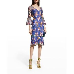 Marchessa Notte Dress‎ Embroidered Floral Tulle Cocktail NWT